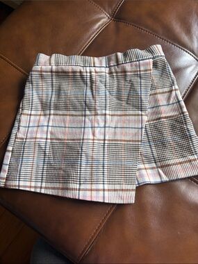 River Island Plaid Skort in Cream, Black, Blue & Pink